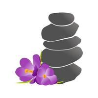 rock balance und blumenlogo vektor