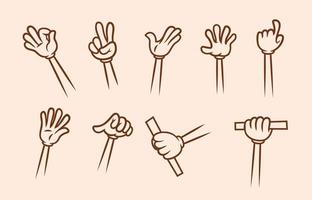 Reihe von Cartoon-Händen in verschiedenen Posen für Maskottchen vektor