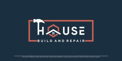 Home Repair Logo Design-Vorlage mit Hammer-Symbol und kreativem Elementkonzept vektor