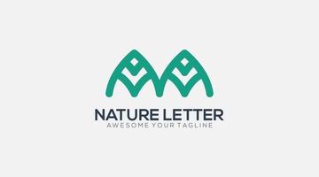 m natur brev logotyp design vektor illustration