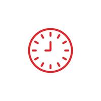 eps10 roter Vektor neun oder 9 Uhr abstraktes Liniensymbol isoliert auf weißem Hintergrund. Single-Time-Clock-Umrisssymbol in einem einfachen, flachen, trendigen, modernen Stil für Ihr Website-Design, Logo und mobile App