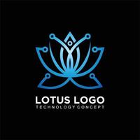 Lotus-Logo-Design mit Technologiekonzept vektor