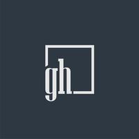 gh-anfangsmonogrammlogo mit rechteckigem design vektor