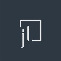 jt Anfangsmonogramm-Logo mit rechteckigem Design vektor