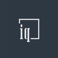 iq anfängliches Monogramm-Logo mit rechteckigem Design vektor