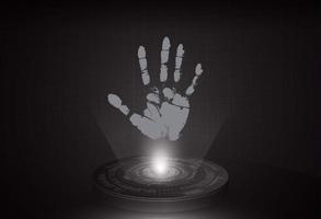 moderner Fingerabdruck-holografischer Projektor auf technologischem Hintergrund vektor