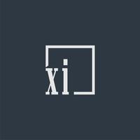 xi första monogram logotyp med rektangel stil design vektor