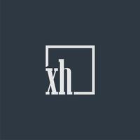 xh första monogram logotyp med rektangel stil design vektor