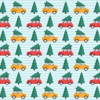 mönster för ny år och jul textil, paket med bilar vektor illustration i platt stil