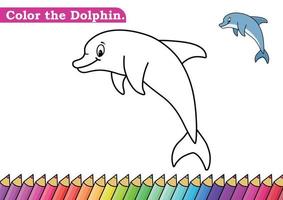 delfin färg sida. isolerat färg bok. Färg sidor för ungar. delfin isolerat. vektor
