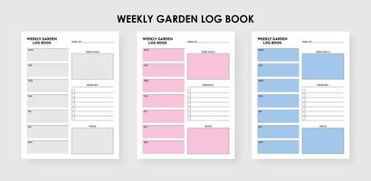 Gartenplaner-Logbuch, Gartentagebuch und Pflanzenwachstums-Tracker-Notizbuch vektor