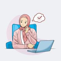muslim företag kvinna i tillfällig skapande ny aning lösning vektor illustration fri ladda ner