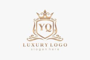 anfängliche yq-Buchstabe königliche Luxus-Logo-Vorlage in Vektorgrafiken für Restaurant, Lizenzgebühren, Boutique, Café, Hotel, heraldisch, Schmuck, Mode und andere Vektorillustrationen. vektor