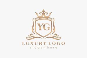 anfängliche yg-Buchstabe königliche Luxus-Logo-Vorlage in Vektorgrafiken für Restaurant, Lizenzgebühren, Boutique, Café, Hotel, heraldisch, Schmuck, Mode und andere Vektorillustrationen. vektor