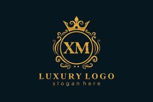 xm-Buchstabe Royal Luxury Logo-Vorlage in Vektorgrafiken für Restaurant, Lizenzgebühren, Boutique, Café, Hotel, heraldisch, Schmuck, Mode und andere Vektorillustrationen. vektor