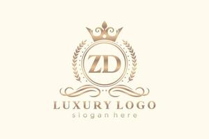 Anfangsbuchstabe zd Royal Luxury Logo Vorlage in Vektorgrafiken für Restaurant, Lizenzgebühren, Boutique, Café, Hotel, heraldisch, Schmuck, Mode und andere Vektorillustrationen. vektor