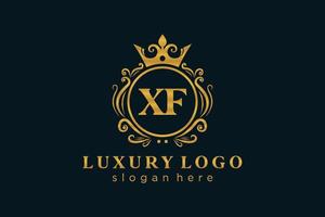 Royal Luxury Logo-Vorlage mit anfänglichem xf-Buchstaben in Vektorgrafiken für Restaurant, Lizenzgebühren, Boutique, Café, Hotel, Heraldik, Schmuck, Mode und andere Vektorillustrationen. vektor