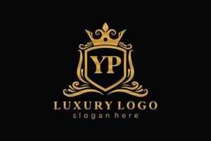 Royal Luxury Logo-Vorlage mit anfänglichem Yp-Buchstaben in Vektorgrafiken für Restaurant, Lizenzgebühren, Boutique, Café, Hotel, Heraldik, Schmuck, Mode und andere Vektorillustrationen. vektor