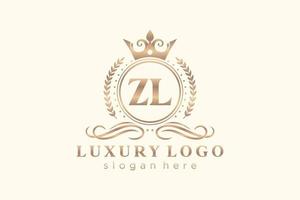 Royal Luxury Logo-Vorlage mit anfänglichem zl-Buchstaben in Vektorgrafiken für Restaurant, Lizenzgebühren, Boutique, Café, Hotel, Heraldik, Schmuck, Mode und andere Vektorillustrationen. vektor