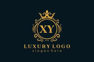 första xy brev kunglig lyx logotyp mall i vektor konst för restaurang, kungligheter, boutique, Kafé, hotell, heraldisk, Smycken, mode och Övrig vektor illustration.