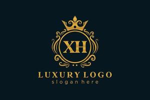 xh-Buchstabe Royal Luxury Logo-Vorlage in Vektorgrafiken für Restaurant, Lizenzgebühren, Boutique, Café, Hotel, heraldisch, Schmuck, Mode und andere Vektorillustrationen. vektor