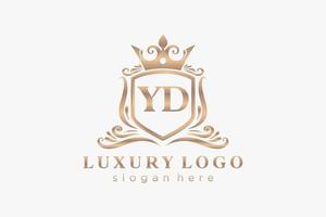 Royal Luxury Logo-Vorlage mit anfänglichem Yd-Buchstaben in Vektorgrafiken für Restaurant, Lizenzgebühren, Boutique, Café, Hotel, Heraldik, Schmuck, Mode und andere Vektorillustrationen. vektor