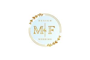 anfängliches mf-schönheitsmonogramm und elegantes logo-design handschriftlogo der ersten unterschrift, hochzeit, mode, blumen und botanik mit kreativer vorlage. vektor