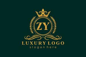 Royal Luxury Logo-Vorlage mit anfänglichem zy-Buchstaben in Vektorgrafiken für Restaurant, Lizenzgebühren, Boutique, Café, Hotel, Heraldik, Schmuck, Mode und andere Vektorillustrationen. vektor