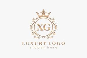 första xg brev kunglig lyx logotyp mall i vektor konst för restaurang, kungligheter, boutique, Kafé, hotell, heraldisk, Smycken, mode och Övrig vektor illustration.