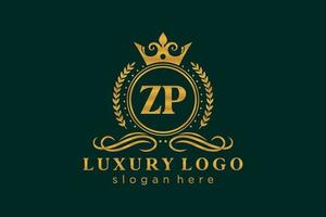 Royal Luxury Logo-Vorlage mit anfänglichem zp-Buchstaben in Vektorgrafiken für Restaurant, Lizenzgebühren, Boutique, Café, Hotel, Heraldik, Schmuck, Mode und andere Vektorillustrationen. vektor