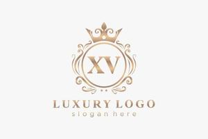 första xv brev kunglig lyx logotyp mall i vektor konst för restaurang, kungligheter, boutique, Kafé, hotell, heraldisk, Smycken, mode och Övrig vektor illustration.