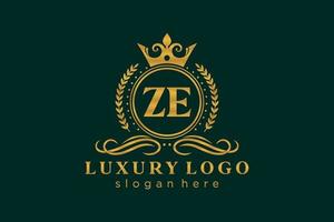 Royal Luxury Logo-Vorlage mit anfänglichem ze-Buchstaben in Vektorgrafiken für Restaurant, Lizenzgebühren, Boutique, Café, Hotel, Heraldik, Schmuck, Mode und andere Vektorillustrationen. vektor