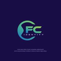 fc första brev cirkulär linje logotyp mall vektor med lutning Färg blandning