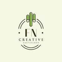 fn Anfangsbuchstabe grüner Kaktus-Logo-Vektor vektor