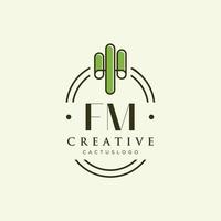 fm Anfangsbuchstabe grüner Kaktus-Logo-Vektor vektor
