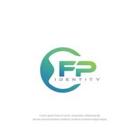fp Anfangsbuchstabe Kreislinie Logo Vorlage Vektor mit Farbverlauf Mischung