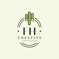 fh Anfangsbuchstabe grüner Kaktus-Logo-Vektor vektor