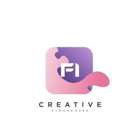 fi anfangsbuchstabe logo icon design template elemente mit welle bunt vektor