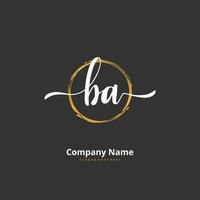 ba Anfangshandschrift und Signatur-Logo-Design mit Kreis. schönes design handgeschriebenes logo für mode, team, hochzeit, luxuslogo. vektor