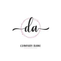 da Anfangshandschrift und Signatur-Logo-Design mit Kreis. schönes design handgeschriebenes logo für mode, team, hochzeit, luxuslogo. vektor