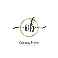 Ob anfängliche Handschrift und Signatur-Logo-Design mit Kreis. schönes design handgeschriebenes logo für mode, team, hochzeit, luxuslogo. vektor