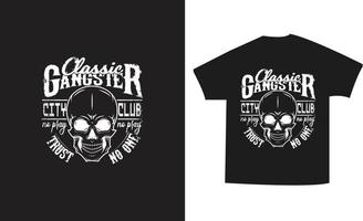 T-Shirt-Druck-Schädel-Vektor-Maskottchen für City Club vektor