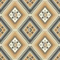 ethnisches geometrisches buntes Vintages Rautenmuster. ethnischer geometrischer Rautenform schwarz-goldfarbener Vintage-Stil nahtloser Musterhintergrund. Verwendung für Stoff, Innendekorationselemente. vektor