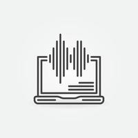 bärbar dator med ljud Vinka linjär vektor begrepp ikon