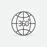360-Grad-Erdkugel umreißt das Vektorkonzept-Symbol vektor