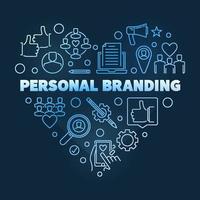 Personal Branding Vektor blaue lineare Herzillustration