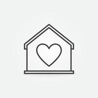 modern hus med hjärta vektor linje ikon. stanna kvar Hem symbol