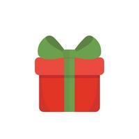 rotes weihnachtsgeschenk mit grünem band, weihnachtselement, vektorkarikaturart vektor