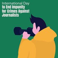 Illustrationsvektorgrafik eines Mannes, der eine Kamera hält, perfekt für den internationalen Tag, Straflosigkeit für Verbrechen gegen Journalisten beenden, feiern, Grußkarte usw. vektor