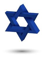 Davidstern-Symbol. Sechseckiger Stern der Nationalflagge Israels. 3D-Vektor vektor